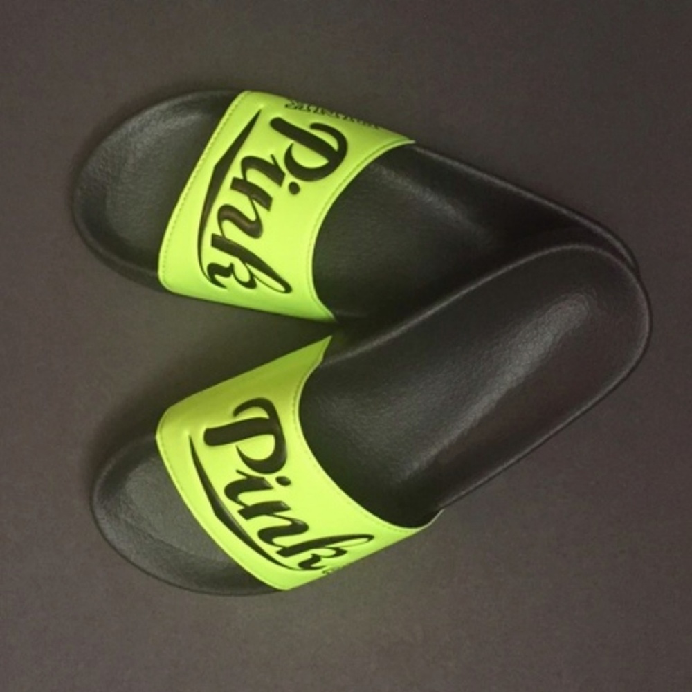 Victoria's Secret Pink Lime Green Slides